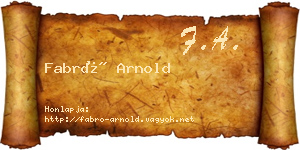Fabró Arnold névjegykártya
